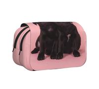 QGWDYYJQ Cute Black Pug Printed Double Clamshell Pen Case Stationery Case Portable Organiser