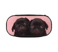 QGWDYYJQ Cute Black Pug Printed Pencil Bag Stationery Organiser Portable Pencil Case
