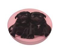 QGWDYYJQ Cute Black Pug printed Round Bar Chair Cushion Cover Washable Stool Cover