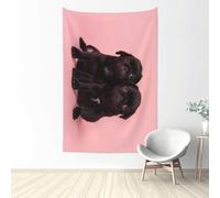 QGWDYYJQ Cute Black Pug Printed Tapestry 60x40in Wall Hanging Aesthetic Tapestry