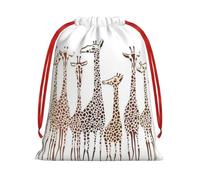 QGWDYYJQ Cute Cartoon Funny Giraffes printed Drawstring Gift Bag Gift Wrapping Bag Party Decoration