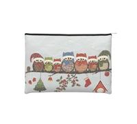 QGWDYYJQ Cute Christmas Owls on Branch Printed Paper Reusable Cosmetic Bag Makeup Bag Storage Bag