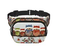 QGWDYYJQ Cute Christmas Owls on Branch Printed Square Double Layer Waist Bag Waist Pack Travel Bag