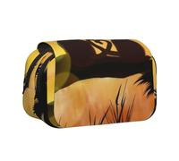 QGWDYYJQ Cute Couple Monkey Printed Double Clamshell Pen Case Stationery Case Portable Organiser