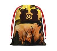 QGWDYYJQ Cute Couple Monkey printed Drawstring Gift Bag Gift Wrapping Bag Party Decoration