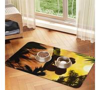 Qgwdyyjq Cute Couple Monkey Printed Pet Absorbent Leather Tablecloth Non-Slip Placemat