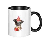 QGWDYYJQ Cute Happy Birthday Pug Puppy Printed Mug Ceramic Mug Decorate The Beverage Cup