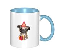 QGWDYYJQ Cute Happy Birthday Pug Puppy Printed Mug Ceramic Mug Decorate The Beverage Cup