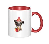 QGWDYYJQ Cute Happy Birthday Pug Puppy Printed Mug Ceramic Mug Decorate The Beverage Cup