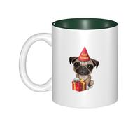 QGWDYYJQ Cute Happy Birthday Pug Puppy Printed Mug Ceramic Mug Decorate the Beverage Cup