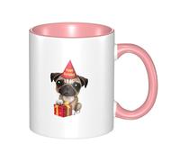 QGWDYYJQ Cute Happy Birthday Pug Puppy Printed Mug Ceramic Mug Decorate The Beverage Cup