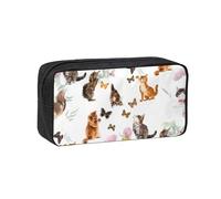 QGWDYYJQ Cute Kitten Butterfly Printed Simple and Spacious Pen case Pencil Bag Stationery Organiser