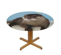 QGWDYYJQ cute otter printed Oxford fabric round tablecloth Fitted Round Table Cover