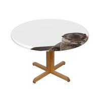 QGWDYYJQ Cute Otter printed Oxford fabric round tablecloth Fitted Round Table Cover