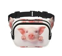 QGWDYYJQ Cute Pig Printed Square Double Layer Waist Bag Waist Pack Travel Bag