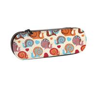 QGWDYYJQ Cute Snail Printed Leather Pencil Case Stationery Organizer Portable Pencil Bag