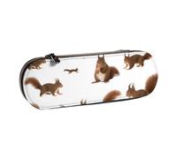QGWDYYJQ Cute Squirrels Printed Leather Pencil Case Stationery Organizer Portable Pencil Bag