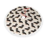 QGWDYYJQ Dachshund Dog printed Christmas Tree Skirts Christmas Tree Decorations Christmas Tree Base Covers