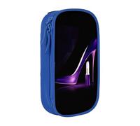 QGWDYYJQ Elegant Purple High Heels with Lipstick Printed Large Capacity Double Layer Pencil Case Stationery Case Portable Organiser