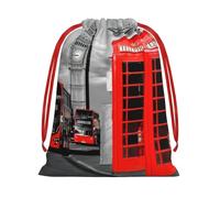 QGWDYYJQ England UK Retro London Telephone printed Drawstring Gift Bag Gift Wrapping Bag Party Decoration