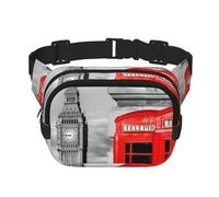 QGWDYYJQ England UK Retro London Telephone Printed Square Double Layer Waist Bag Waist Pack Travel Bag