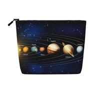QGWDYYJQ Exploring The Solar System Printed Fake Hemp Makeup Bag Daily Storage Bag Travel Toiletry Bag
