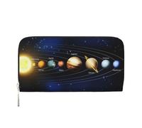 QGWDYYJQ Exploring The Solar System Printed Genuine Leather Hand Wallet Portable Zip Wallet