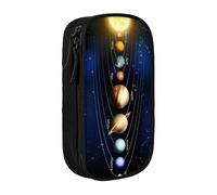 QGWDYYJQ Exploring The Solar System Printed Large Capacity Double Layer Pencil Case Stationery Case Portable Organiser