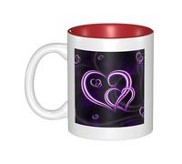 QGWDYYJQ Fashional Purple Hearts Printed Mug Ceramic Mug Decorate the Beverage Cup