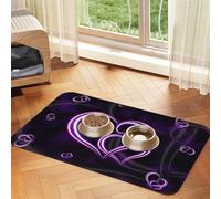 Qgwdyyjq Fashional Purple Hearts Printed Pet Absorbent Leather Tablecloth Non-Slip Placemat