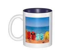 QGWDYYJQ Flip-Flops on a Sandy Beach Printed Mug Ceramic Mug Decorate the Beverage Cup