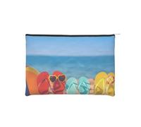 QGWDYYJQ Flip-Flops on a Sandy Beach Printed Paper Reusable Cosmetic Bag Makeup Bag Storage Bag