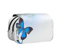 QGWDYYJQ Flowers and Butterfly Printed Double Clamshell Pen Case Stationery Case Portable Organiser