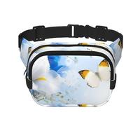 QGWDYYJQ Flowers and Butterfly Printed Square Double Layer Waist Bag Waist Pack Travel Bag