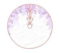QGWDYYJQ Framing Lilac Flowers in Blossom printed Christmas Tree Skirt Decorative Linen Christmas Tree Skirt