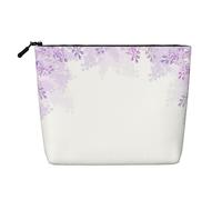 QGWDYYJQ Framing Lilac Flowers in Blossom Printed Fake Hemp Makeup Bag Daily Storage Bag Travel Toiletry Bag