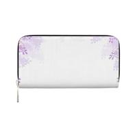 QGWDYYJQ Framing Lilac Flowers in Blossom Printed Genuine Leather Hand Wallet Portable Zip Wallet
