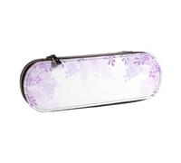 QGWDYYJQ Framing Lilac Flowers in Blossom Printed Leather Pencil Case Stationery Organizer Portable Pencil Bag