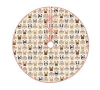 QGWDYYJQ French Bulldog printed Christmas Tree Skirt Decorative Linen Christmas Tree Skirt