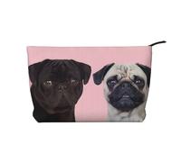 QGWDYYJQ Funny Animal Pug Dog Printed Corduroy Makeup Bag Travel Toiletry Bag Portable Cosmetic Bag