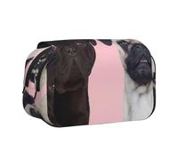 QGWDYYJQ Funny Animal Pug Dog Printed Double Clamshell Pen Case Stationery Case Portable Organiser
