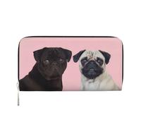 QGWDYYJQ Funny Animal Pug Dog Printed Genuine Leather Hand Wallet Portable Zip Wallet