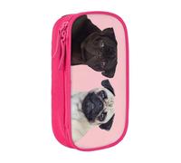 QGWDYYJQ Funny Animal Pug Dog Printed Large Capacity Double Layer Pencil Case Stationery Case Portable Organiser