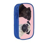 QGWDYYJQ Funny Animal Pug Dog Printed Large Capacity Double Layer Pencil Case Stationery Case Portable Organiser