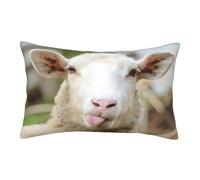 QGWDYYJQ Funny Naughty Sheep Tongue Cute Animal printed Pillow Case Throw Pillow Cover decorative Cushion Cover