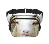 QGWDYYJQ Funny Naughty Sheep Tongue Cute Animal Printed Square Double Layer Waist Bag Waist Pack Travel Bag