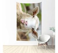 QGWDYYJQ Funny Naughty Sheep Tongue Cute Animal Printed Tapestry 60x40in Wall Hanging Aesthetic Tapestry