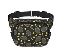 QGWDYYJQ Funny Tennis Racquets and Tennis Balls Printed Square Double Layer Waist Bag Waist Pack Travel Bag
