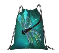 QGWDYYJQ Galaxy Animal Dragonfly printed Large-sized casual drawstring backpack Drawstring Bag Gym Bag