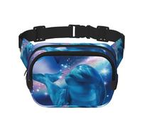 QGWDYYJQ Galaxy Dolphins Printed Square Double Layer Waist Bag Waist Pack Travel Bag